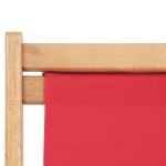 vidaXL Scaun de plajă pliabil, roșu, textil și cadru din lemn vidaXL Scaun de plajă pliabil, roșu, textil și cadru din lemn