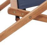 vidaXL Scaun de plajă pliabil, albastru, textil și cadru din lemn vidaXL Scaun de plajă pliabil, albastru, textil și cadru din lemn