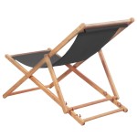 vidaXL Scaun de plajă pliabil, gri, textil și cadru din lemn vidaXL Scaun de plajă pliabil, gri, textil și cadru din lemn