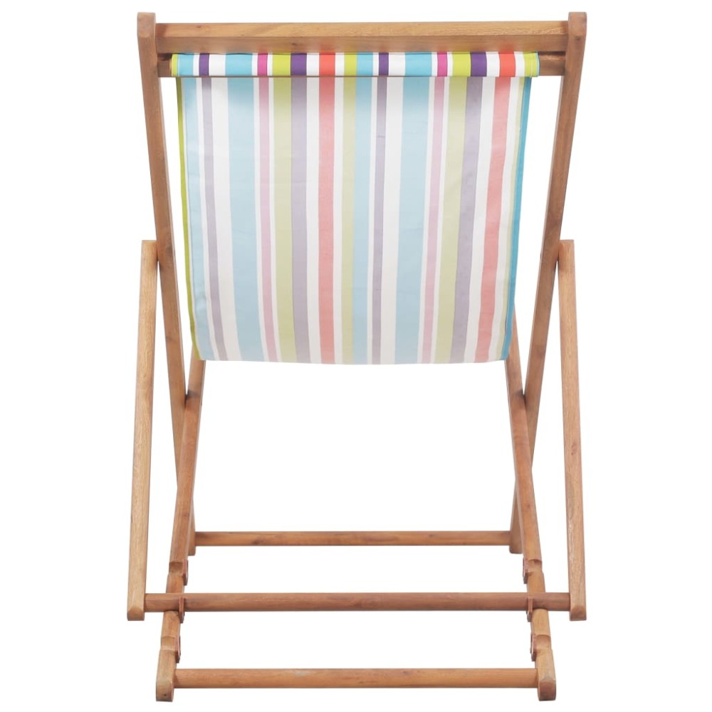 vidaXL Scaun de plajă pliabil, multicolor, textil și cadru din lemn