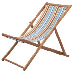 vidaXL Scaun de plajă pliabil, multicolor, textil și cadru din lemn vidaXL Scaun de plajă pliabil, multicolor, textil și cadru din lemn
