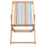 vidaXL Scaun de plajă pliabil, multicolor, textil și cadru din lemn vidaXL Scaun de plajă pliabil, multicolor, textil și cadru din lemn