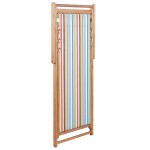 vidaXL Scaun de plajă pliabil, multicolor, textil și cadru din lemn vidaXL Scaun de plajă pliabil, multicolor, textil și cadru din lemn