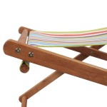 vidaXL Scaun de plajă pliabil, multicolor, textil și cadru din lemn vidaXL Scaun de plajă pliabil, multicolor, textil și cadru din lemn