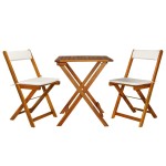 vidaXL Set bistro pliabil cu perne, 3 piese, lemn masiv de acacia vidaXL Set bistro pliabil cu perne, 3 piese, lemn masiv de acacia