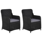 vidaXL Fotolii de exterior cu perne, 2 buc., negru, poliratan vidaXL Fotolii de exterior cu perne, 2 buc., negru, poliratan