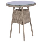 vidaXL Set bistro cu perne, 3 piese, maro, poliratan