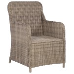 vidaXL Set bistro cu perne, 3 piese, maro, poliratan