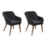 vidaXL Scaune de exterior cu perne, 2 buc., negru, poliratan vidaXL Scaune de exterior cu perne, 2 buc., negru, poliratan
