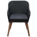 vidaXL Scaune de exterior cu perne, 2 buc., negru, poliratan vidaXL Scaune de exterior cu perne, 2 buc., negru, poliratan