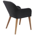 vidaXL Scaune de exterior cu perne, 2 buc., negru, poliratan vidaXL Scaune de exterior cu perne, 2 buc., negru, poliratan