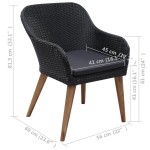 vidaXL Scaune de exterior cu perne, 2 buc., negru, poliratan vidaXL Scaune de exterior cu perne, 2 buc., negru, poliratan