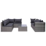 vidaXL Set mobilier de grădină cu perne, 8 piese, gri, poliratan vidaXL Set mobilier de grădină cu perne, 8 piese, gri, poliratan