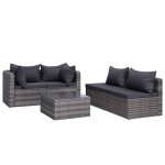 vidaXL Set canapea de grădină cu perne, 5 piese, gri, poliratan