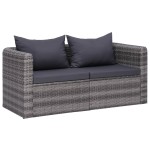 vidaXL Canapele de colț pentru grădină, 2 buc., gri, poliratan vidaXL Canapele de colț pentru grădină, 2 buc., gri, poliratan