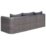vidaXL Set canapea de grădină cu perne, 3 piese, gri, poliratan vidaXL Set canapea de grădină cu perne, 3 piese, gri, poliratan