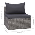 vidaXL Set canapea de grădină cu perne, 3 piese, gri, poliratan vidaXL Set canapea de grădină cu perne, 3 piese, gri, poliratan