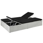 vidaXL Șezlong de plajă cu pernă, negru, poliratan vidaXL Șezlong de plajă cu pernă, negru, poliratan