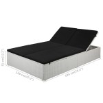 vidaXL Șezlong de plajă cu pernă, negru, poliratan vidaXL Șezlong de plajă cu pernă, negru, poliratan