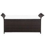 vidaXL Bancă de depozitare cu pernă, maro, 138 cm, poliratan vidaXL Bancă de depozitare cu pernă, maro, 138 cm, poliratan