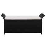 vidaXL Bancă de depozitare cu pernă, negru, 138 cm, poliratan vidaXL Bancă de depozitare cu pernă, negru, 138 cm, poliratan