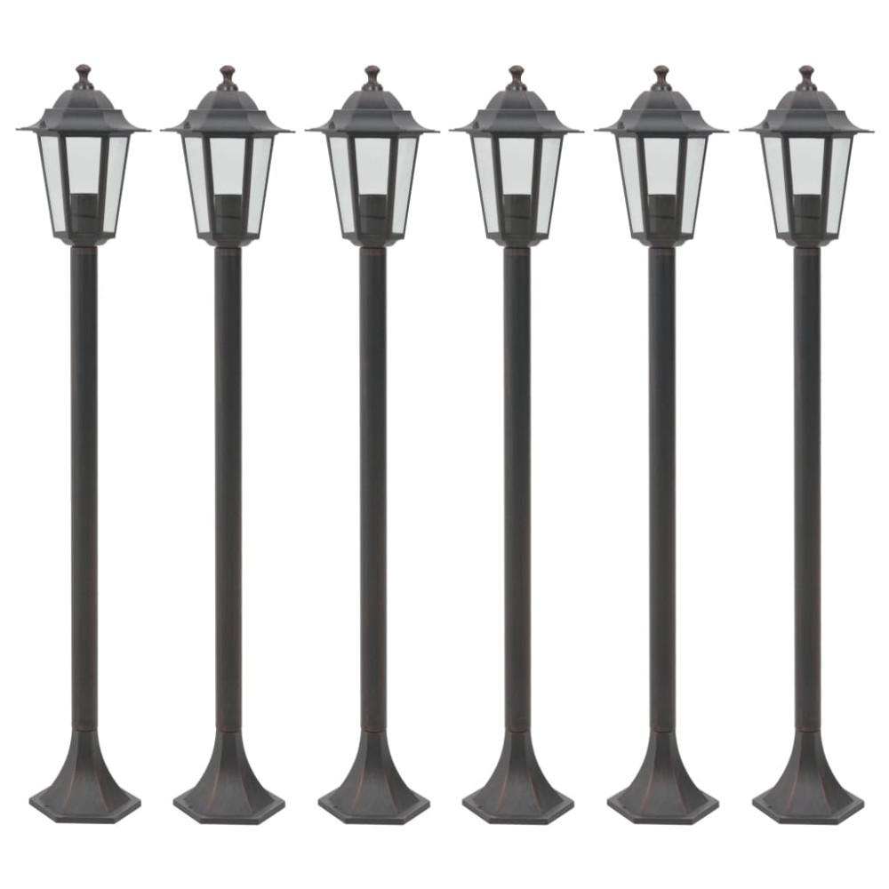 vidaXL Stâlp iluminare grădină, 6 buc., bronz, 110 cm, aluminiu, E27