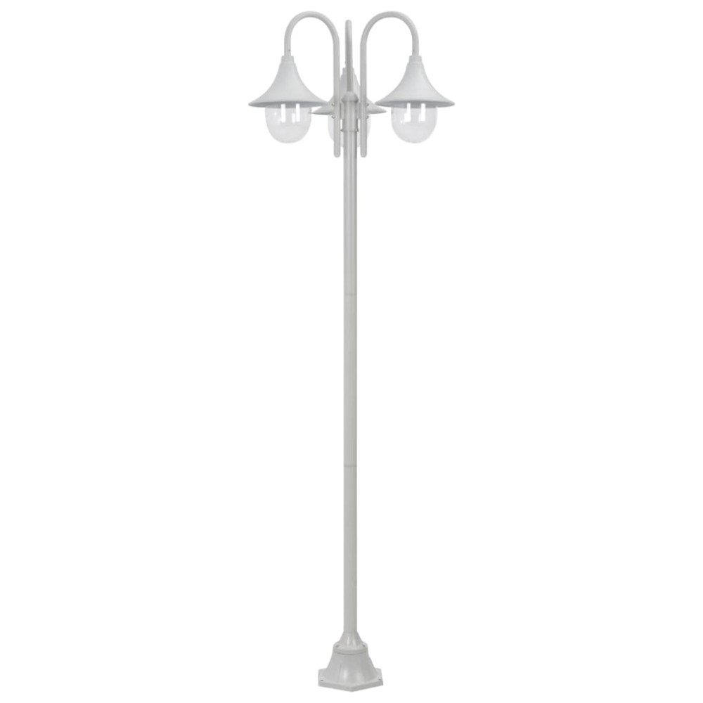 vidaXL Stâlp iluminare grădină, E27, 220 cm, aluminiu, 3 lămpi, alb