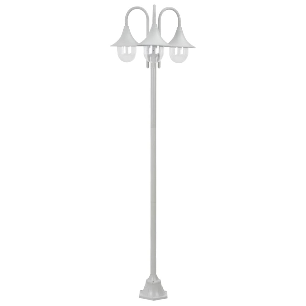 vidaXL Stâlp iluminare grădină, E27, 220 cm, aluminiu, 3 lămpi, alb