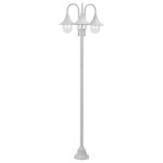 vidaXL Stâlp iluminare grădină, E27, 220 cm, aluminiu, 3 lămpi, alb vidaXL Stâlp iluminare grădină, E27, 220 cm, aluminiu, 3 lămpi, alb