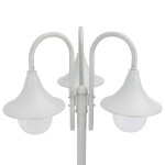 vidaXL Stâlp iluminare grădină, E27, 220 cm, aluminiu, 3 lămpi, alb vidaXL Stâlp iluminare grădină, E27, 220 cm, aluminiu, 3 lămpi, alb