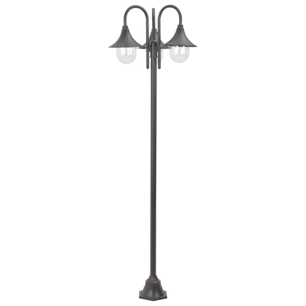 vidaXL Stâlp iluminare grădină, E27, 220 cm, aluminiu, 3 lămpi, bronz