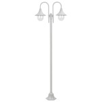 vidaXL Stâlp cu lumini de grădină E27 220 cm, aluminiu 2 lămpi, alb vidaXL Stâlp cu lumini de grădină E27 220 cm, aluminiu 2 lămpi, alb
