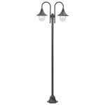 vidaXL Stâlp cu lumini de grădină E27 220 cm, aluminiu 2 lămpi, bronz vidaXL Stâlp cu lumini de grădină E27 220 cm, aluminiu 2 lămpi, bronz