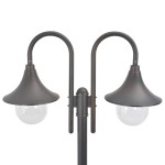 vidaXL Stâlp cu lumini de grădină E27 220 cm, aluminiu 2 lămpi, bronz vidaXL Stâlp cu lumini de grădină E27 220 cm, aluminiu 2 lămpi, bronz