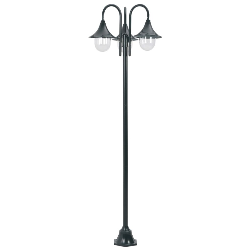 vidaXL Stâlp iluminat grădină E27 220cm aluminiu 3 lămpi verde închis