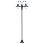 vidaXL Stâlp iluminat grădină E27 220cm aluminiu 3 lămpi verde închis