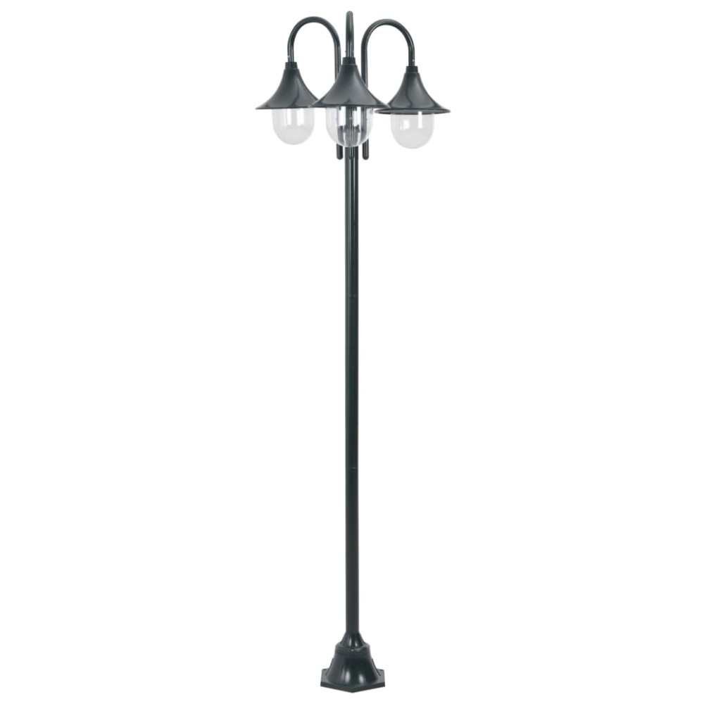 vidaXL Stâlp iluminat grădină E27 220cm aluminiu 3 lămpi verde închis