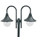 vidaXL Stâlp cu lumini de grădină E27 220 cm, aluminiu 2 lămpi, verde