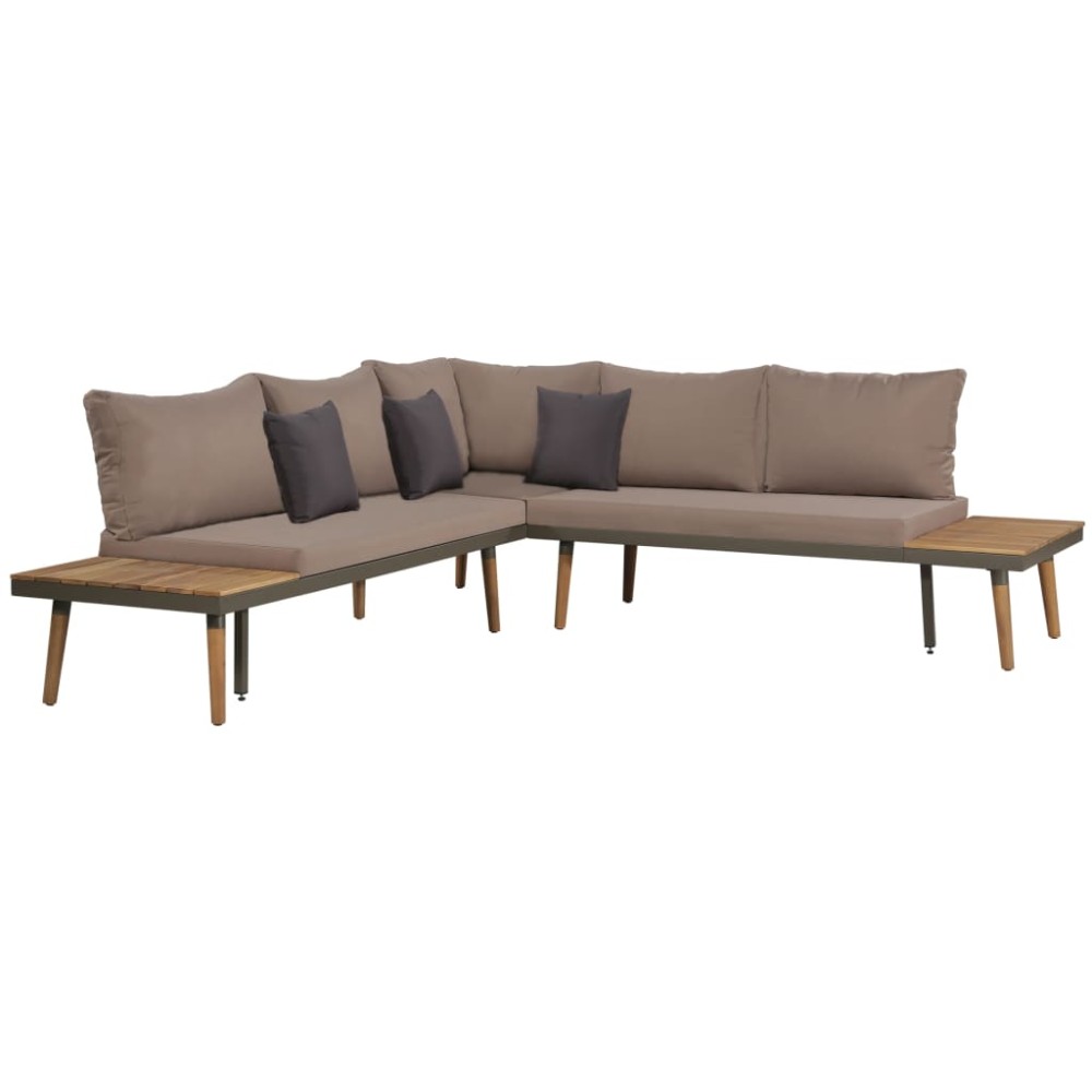 vidaXL Set mobilier grădină cu perne, 4 piese, maro, lemn acacia