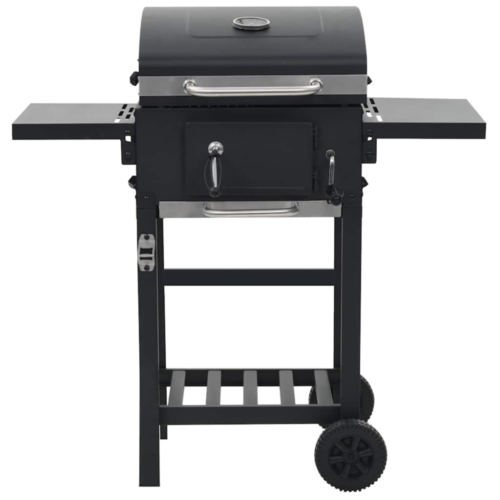vidaXL Grătar barbecue cu cărbuni, raft inferior, negru