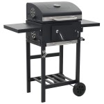 vidaXL Grătar barbecue cu cărbuni, raft inferior, negru vidaXL Grătar barbecue cu cărbuni, raft inferior, negru