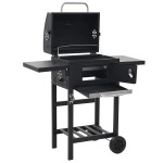 vidaXL Grătar barbecue cu cărbuni, raft inferior, negru vidaXL Grătar barbecue cu cărbuni, raft inferior, negru