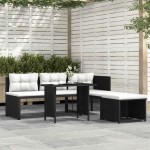 vidaXL Set mobilier de grădină, 4 piese, negru, poliratan vidaXL Set mobilier de grădină, 4 piese, negru, poliratan