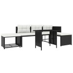 vidaXL Set mobilier de grădină, 4 piese, negru, poliratan vidaXL Set mobilier de grădină, 4 piese, negru, poliratan