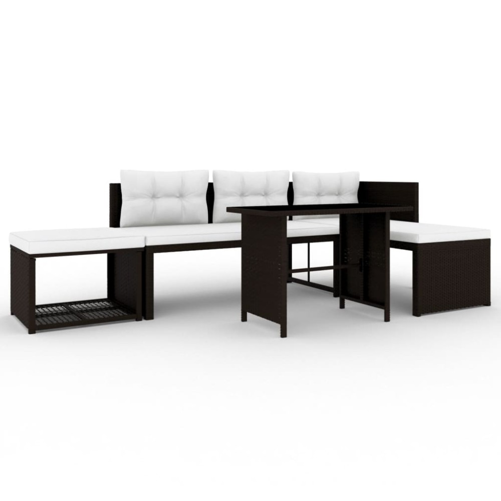 vidaXL Set mobilier de grădină, 4 piese, maro, poliratan