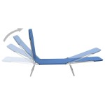 vidaXL Șezlonguri de plajă pliabile, 2 buc., albastru, oțel & textil vidaXL Șezlonguri de plajă pliabile, 2 buc., albastru, oțel & textil