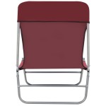 vidaXL Șezlonguri de plajă pliabile, 2 buc., roșu, oțel & textil vidaXL Șezlonguri de plajă pliabile, 2 buc., roșu, oțel & textil