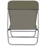 vidaXL Șezlonguri de plajă pliabile, 2 buc., gri taupe, oțel & textil vidaXL Șezlonguri de plajă pliabile, 2 buc., gri taupe, oțel & textil