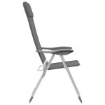 vidaXL Scaune de camping pliante, 4 buc., gri, aluminiu