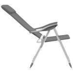 vidaXL Scaune de camping pliante, 4 buc., gri, aluminiu